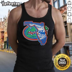 Awesome Florida Gators logo on a map tank top, perfect for fans showcasing team spirit and style.
