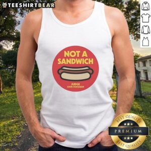 Awesome Not A Sandwich Judge John Hodgman logo tank top featuring a playful design for fans of the podcast.