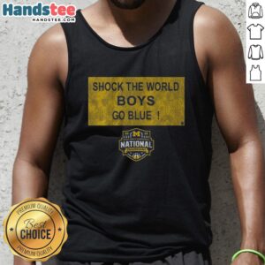 Nice Michigan Wolverines MBB 2026 National Champions Shock the World sign tank top featuring bold team graphics.