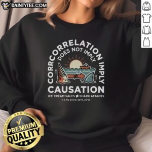 Official Spurious Correlation Does Not Imply Causation Sweatshirt design featuring bold text and stylish graphics.