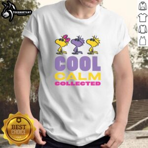 Cool Calm Collected T-Shirt featuring Nice Peanuts Woodstock design, perfect for fans of the beloved cartoon character.