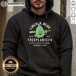 Vintage hoodie featuring Good Lincoln Treeplanters Nebraska baseball teams, defunct since 1907, showcasing classic design.