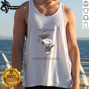 Cute November Graduate Snoopy and Woodstock tank top, perfect for celebrating graduation in style.