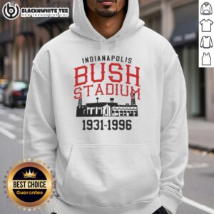 Vintage Indianapolis hoodie featuring 'Top-The-Bush-Stadium-Years-1931-1996' design, perfect for sports enthusiasts.