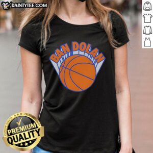New York Knicks logo ladies tee featuring a stylish Good Ban Dolan basketball design for fans and fashion lovers.