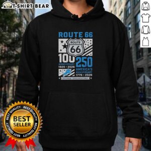Original Detroit Lions Route 66 Centennial hoodie celebrating 100th anniversary (1926-2026) and 250th America anniversary.