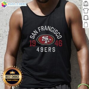 Alt Text: Stylish San Francisco 49ers heritage print tank top, perfect for fans showcasing team spirit and sports fashion.
