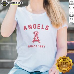 Alt Text: Original Los Angeles Angels Cooperstown Duster Ladies Tee featuring vintage design and comfortable fit for fans.