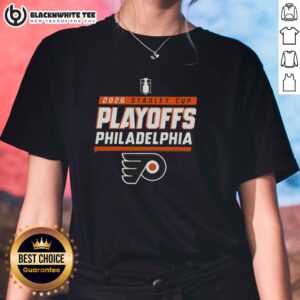 Nice Philadelphia Flyers NHL Stanley Cup Playoffs 2024 ladies tee showcasing team spirit and style.