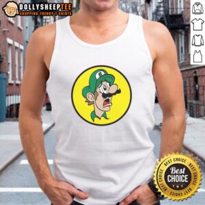 Funny Luigi Ees tank top featuring a playful design perfect for gamers and fans of retro video games.