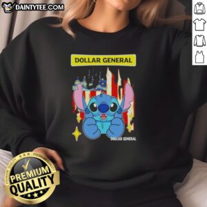 Cute Stitch-Like Dollar General USA Flag Sweatshirt featuring a vibrant American flag design, perfect for patriotic fashion.