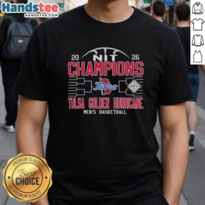 Alt Text: Original Tulsa Golden Hurricane Men's Basketball NIT Champions 2026 T-shirt featuring team colors and logo design.