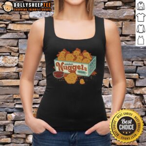 Top Chicken Nuggets Bawk 100 Chicken tank top featuring a fun chicken graphic, perfect for casual wear and chicken lovers.