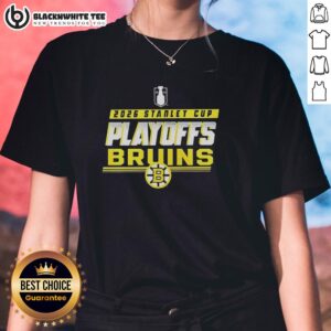 Good Boston Bruins NHL 2026 Stanley Cup Playoffs ladies tee in black, featuring team logo and stylish design.