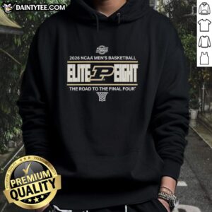 Alt Text: Premium Purdue Boilermakers NCAA Men's Basketball Elite Eight hoodie featuring team logo and stylish design for 2026.