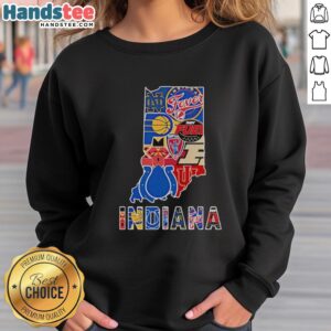 Official Indiana Sports Teams Graphic Transfer State Sweatshirt featuring logos of Indiana's favorite sports teams.