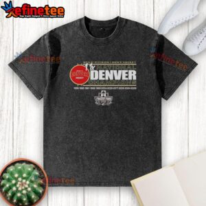 2026 NCAA Division I Men's Hockey National Champions Denver Pioneers washed t-shirt featuring team logo and colors.