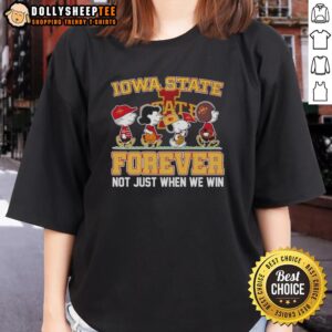 Original Peanuts X Iowa State Cyclones Forever Fan tee featuring cartoon characters, perfect for loyal fans.