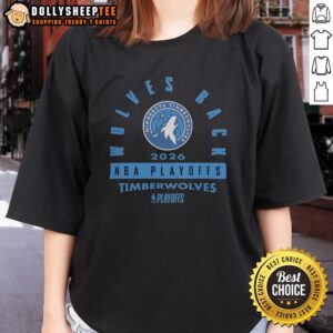 Original Minnesota Timberwolves 2026 NBA Playoffs Wolves Back Ladies Tee in stylish design, perfect for fans.