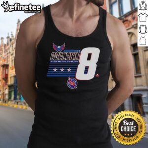 Alt Text: Top Alexander Ovechkin 8 Washington Capitals all-time NHL goals scoring leader tank top design.