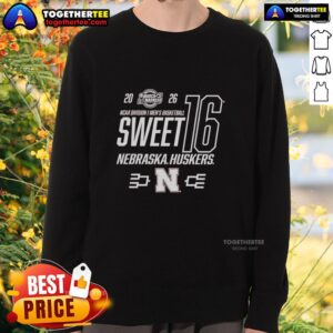 Top Nebraska Cornhuskers NCAA March Madness Sweet 16 2026 sweatshirt featuring team colors and logo.