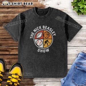 Nice The Nick Beasley Show logo on a washed t-shirt, featuring a stylish design for fans of the podcast.