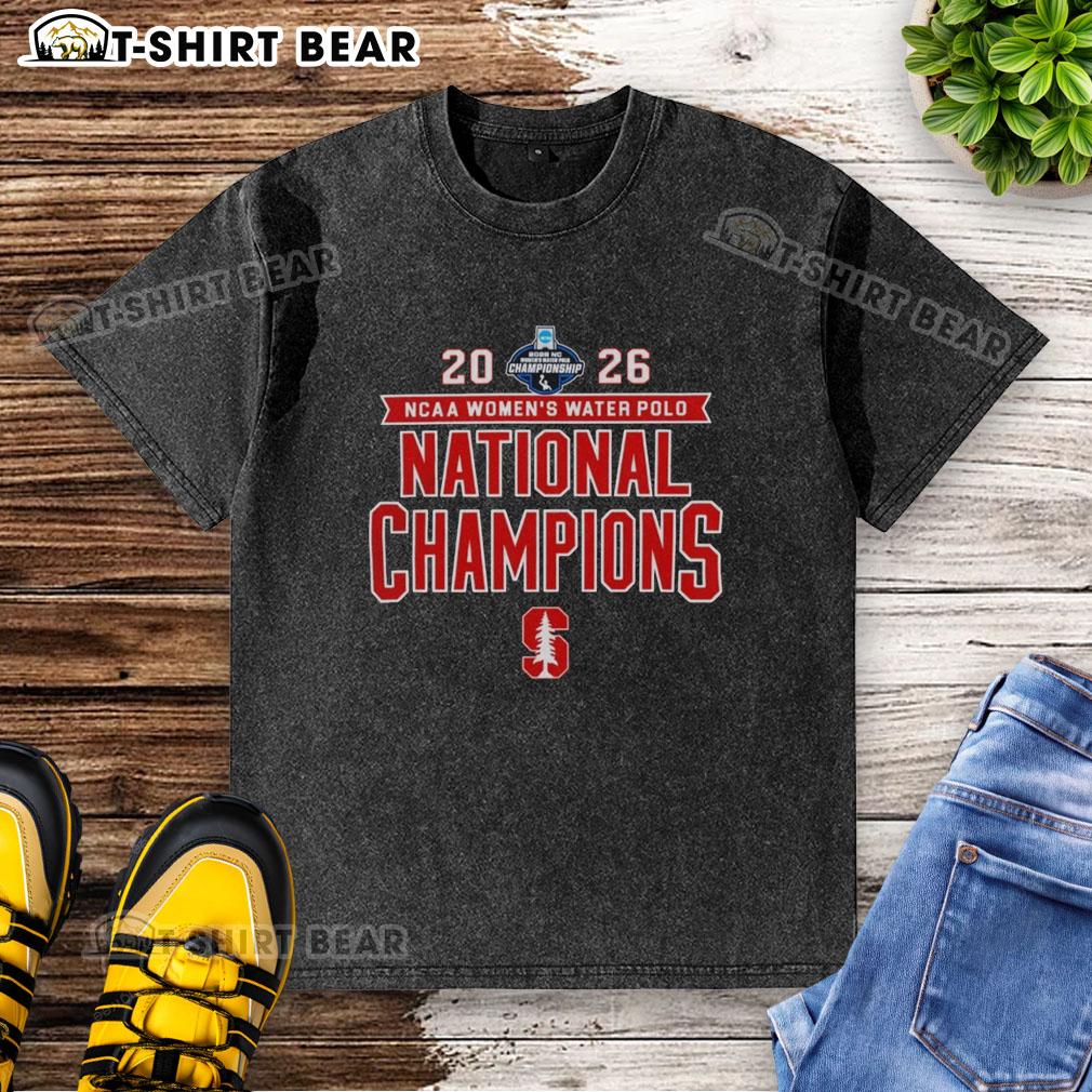 Nice 2026 NCAA Women's Water Polo National Champs Stanford Cardinal Victory Washed T-Shirt Stanford Cardinal 2026 NCAA Women's Water Polo National Champs washed t-shirt showcasing team victory and championship pride.