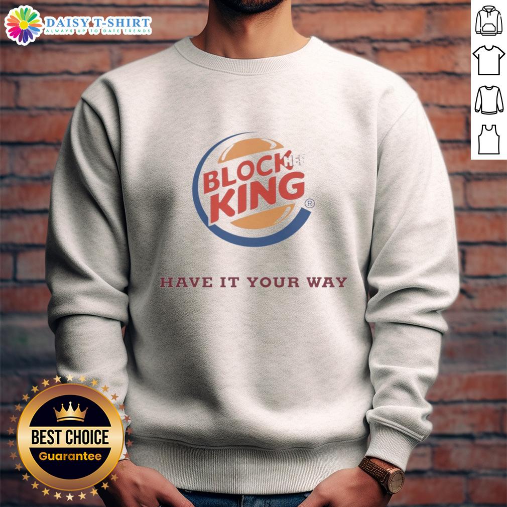 Nice Block King Have It Your Way Hamburger Logo Sweatshirt Nice Block King Have It Your Way Hamburger Logo Sweatshirt featuring a colorful burger graphic on a cozy pullover.