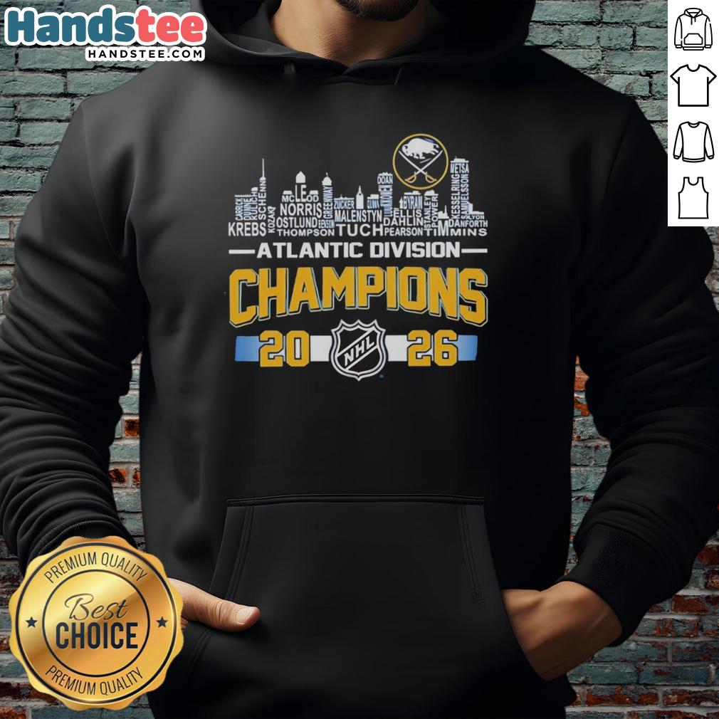 nice-buffalo-sabres-2026-nhl-atlantic-division-champions-name-players-city-skyline-hoodie Buffalo Sabres 2026 NHL Atlantic Division Champions hoodie featuring city skyline and player names.