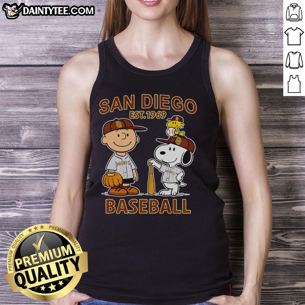 nice-charlie-brown-snoopy-and-woodstock-with-diego-padres-baseball-jersey-est-1969-tank-top Charlie Brown, Snoopy, and Woodstock in a Diego Padres baseball jersey tank top, Est. 1969, perfect for fans.