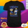 Alt Text: Charlie Brown, Snoopy, and Woodstock wearing Tampa Bay Rays jersey 1998 T-Shirt, perfect for baseball fans.