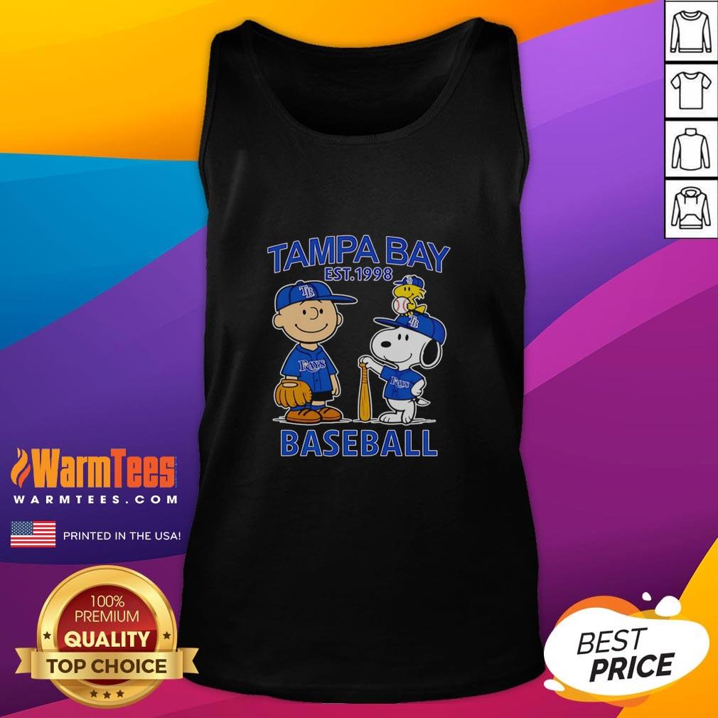 nice-charlie-brown-snoopy-and-woodstock-with-tampa-bay-rays-baseball-jersey-est-1998-tank-top Alt Text: Charlie Brown, Snoopy, and Woodstock wearing Tampa Bay Rays baseball jersey on a stylish tank top, Est. 1998.