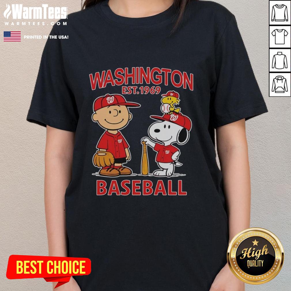 nice-charlie-brown-snoopy-and-woodstock-with-washington-nationals-baseball-jersey-est-1969-ladies-tee Ladies tee featuring Charlie Brown, Snoopy, and Woodstock in Washington Nationals baseball jersey, est. 1969.