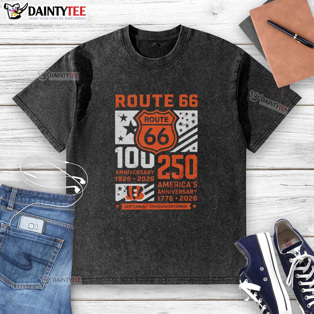 nice-cincinnati-bengals-route-66-centennial-100th-anniversary-1926-2026-250th-america-anniversary-washed-t-shirt Nice Cincinnati Bengals Route 66 Centennial 100th Anniversary washed t-shirt celebrating Americas 250th anniversary.