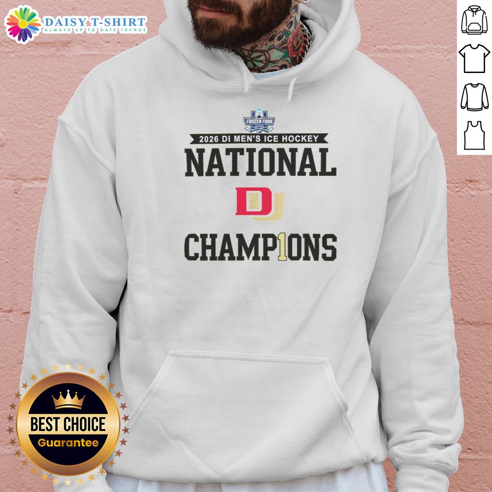 Nice Denver Pioneers 2026 Di Men'S Ice Hockey Frozen Four Champions Hoodie 2026 Denver Pioneers Di Men's Ice Hockey Frozen Four Champions hoodie in vibrant colors, celebrating the team's victory.