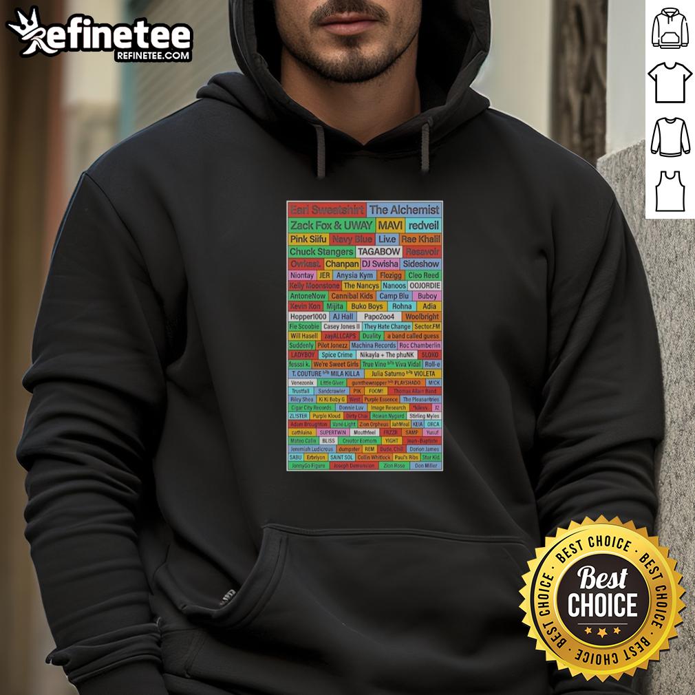 nice-earl-sweatshirt-the-alchemist-and-zack-fox-and-uway-name-list-hoodie Nice Earl sweatshirt featuring The Alchemist, Zack Fox, and Uway name list design, perfect for casual streetwear style.
