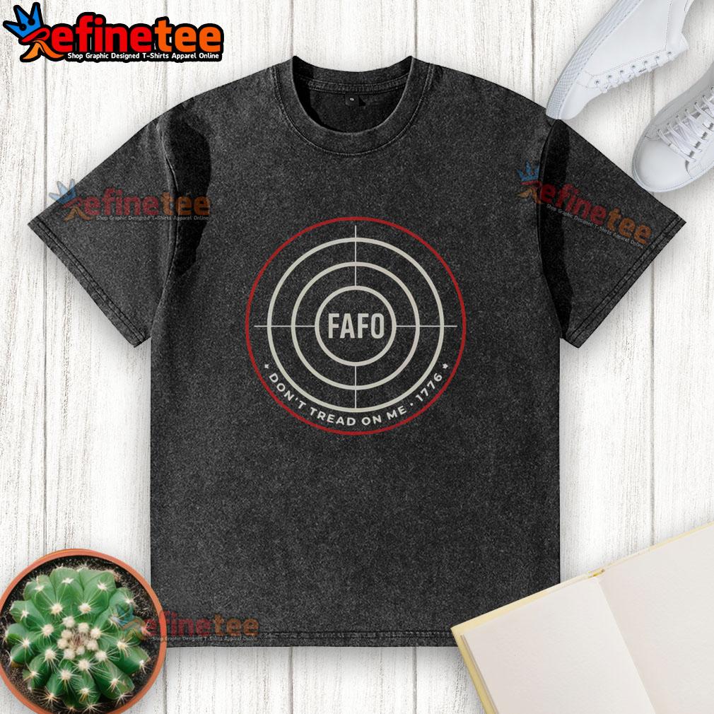 nice-fafo-target-dont-tread-on-me-1776-washed-t-shirt Alt Text: Nice Fafo Target Don't Tread On Me 1776 washed t-shirt featuring a vintage graphic design and relaxed fit.