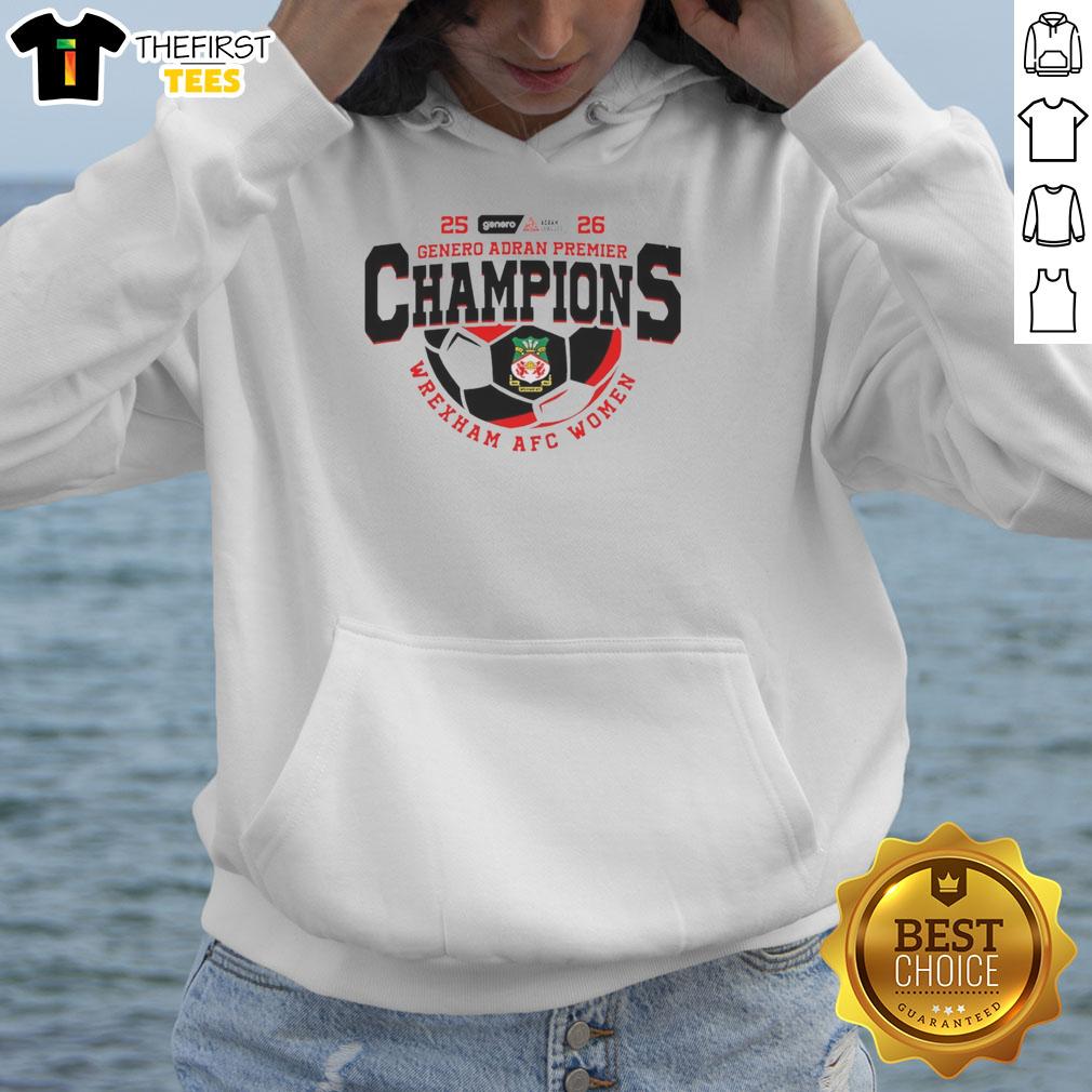 nice-genero-adran-premier-champions-25-26-wrexham-afc-women-hoodie Wrexham AFC Women hoodie from Nice Genero Adran Premier Champions 25-26 collection, featuring vibrant team colors.