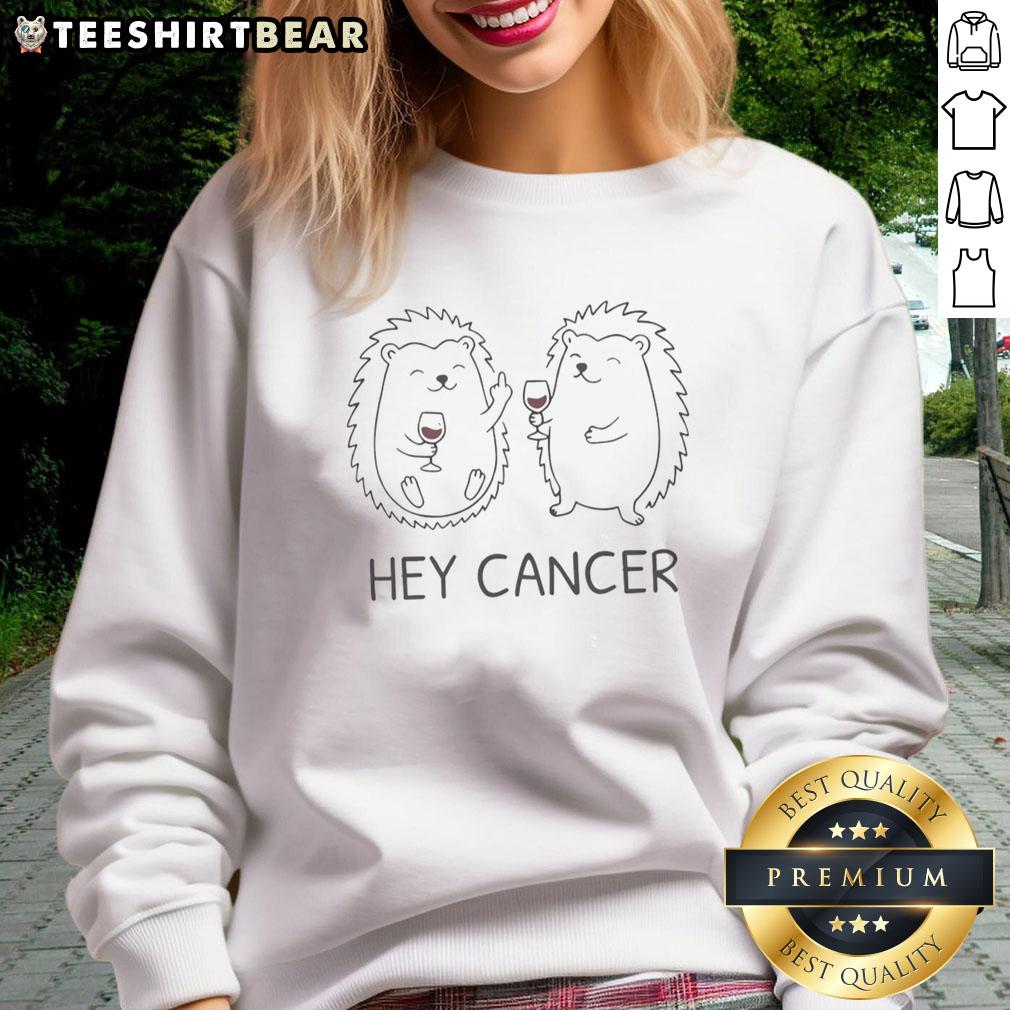 nice-hey-cancer-hedgehogs-sweatshirt Nice Hey Cancer Hedgehogs Sweatshirt featuring cute hedgehog graphics supporting cancer awareness.