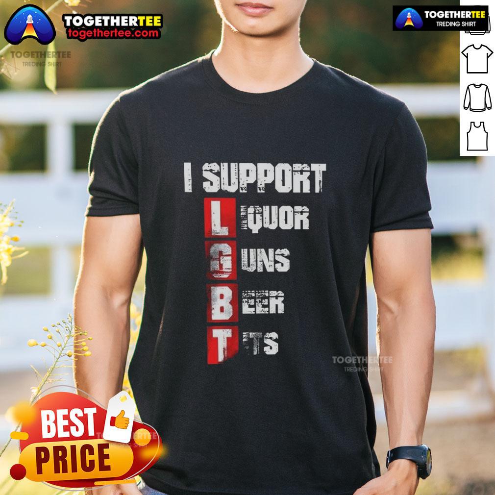 Nice I Support Lgbt Liberty Guns Beer Tits Vertical T Shirt Nice I Support LGBT Liberty Guns Beer Tits Vertical T-Shirt design featuring bold graphics in vibrant colors.