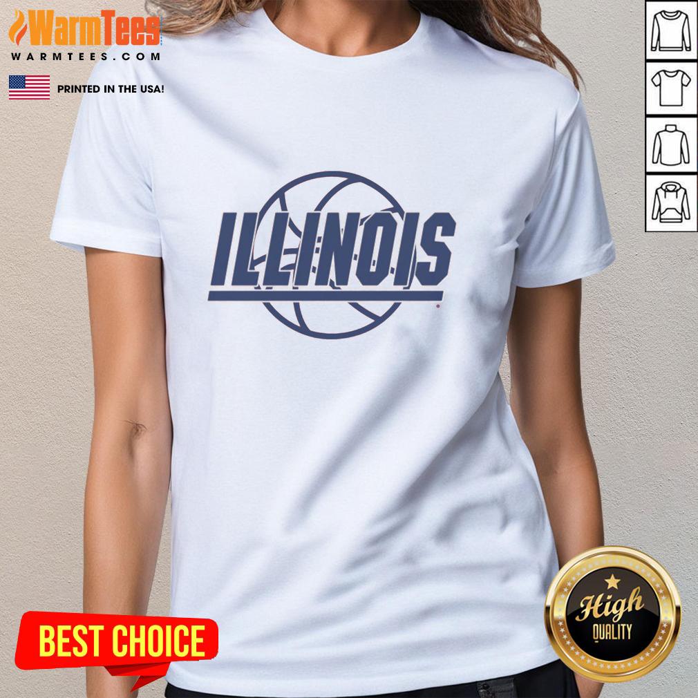 nice-illinois-basketball-retro-logo-ladies-tee Alt Text: Nice Illinois Basketball Retro Logo Ladies Tee featuring vintage design in vibrant colors, perfect for fans and casual wear.