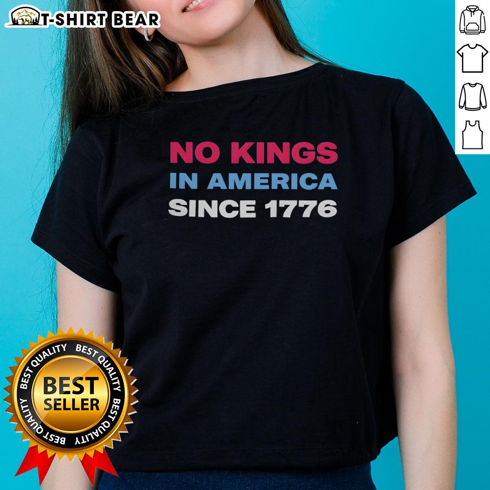 Nice Jamie Lee Curtis No Kings In America Since 1776 Retro Ladies Tee Retro ladies tee featuring Jamie Lee Curtis with 'No Kings in America Since 1776' slogan for a stylish, patriotic look.