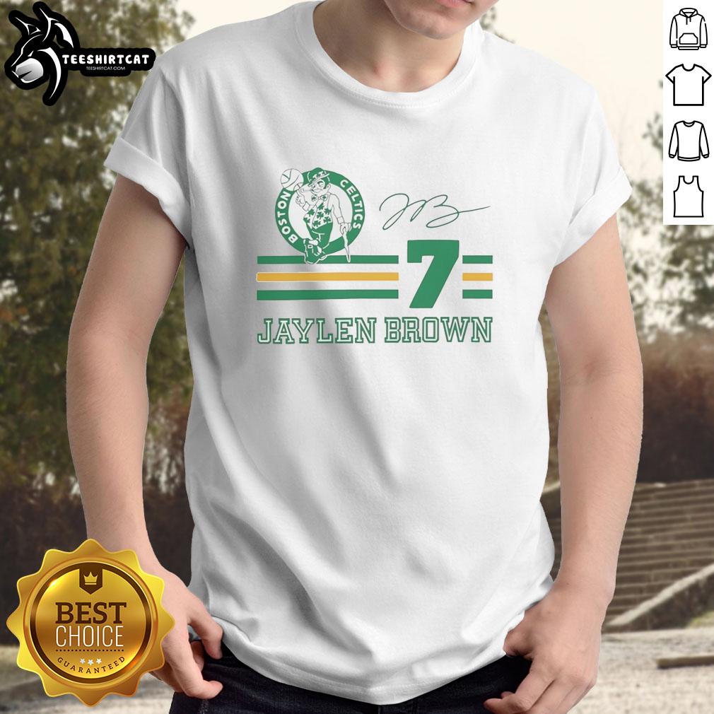nice-jaylen-brown-boston-celtics-signature-name-and-number-t-shirt Jaylen Brown Boston Celtics signature name and number T-shirt in vibrant green, perfect for fans and collectors.