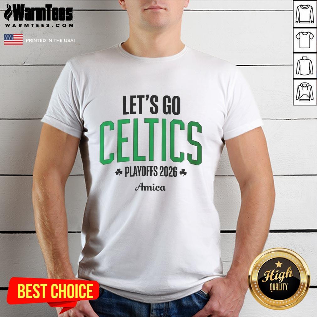 nice-lets-go-boston-celtics-playoffs-2026-amica-t-shirt Alt Text: Nice Let's Go Boston Celtics Playoffs 2026 Amica T-Shirt featuring vibrant team colors and bold graphics.