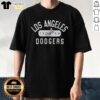 Alt Text: Vintage 1958 Los Angeles Dodgers logo t-shirt featuring classic blue and white design, perfect for baseball fans.