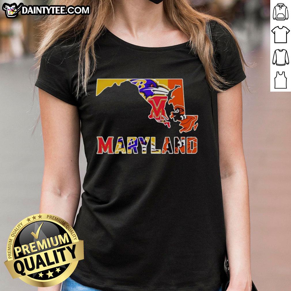 nice-maryland-sports-teams-graphic-transfer-state-ladies-tee Maryland sports teams graphic on a women's tee, showcasing pride in Nice Maryland sports apparel.