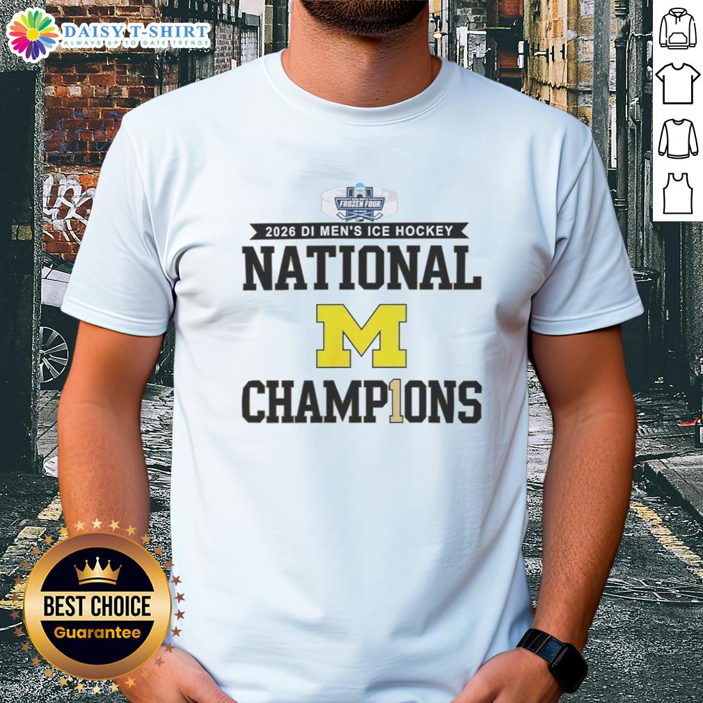 Nice Michigan Wolverines 2026 Di Men'S Ice Hockey Frozen Four Champions T Shirt Nice Michigan Wolverines 2026 Men's Ice Hockey Frozen Four Champions T-Shirt featuring the team's logo and championship design.