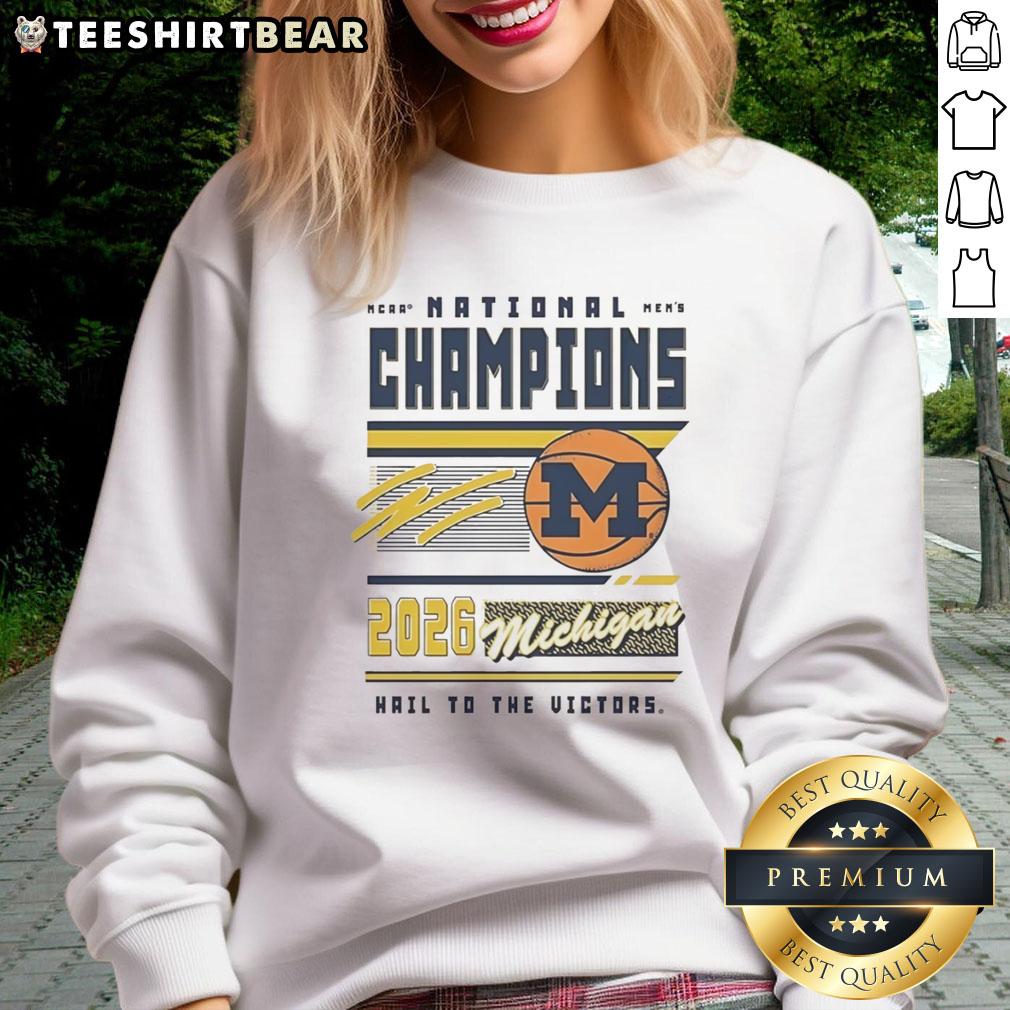 nice-michigan-wolverines-ncaa-mens-basketball-national-champions-2026-hail-to-the-victors-sweatshirt 2026 NCAA Men's Basketball National Champions sweatshirt featuring Michigan Wolverines and 'Hail to the Victors' design.