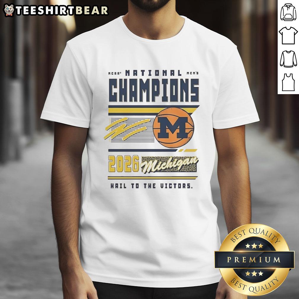 nice-michigan-wolverines-ncaa-mens-basketball-national-champions-2026-hail-to-the-victors-t-shirt-1 2026 Michigan Wolverines NCAA Men's Basketball National Champions T-Shirt featuring 'Hail to the Victors' design.