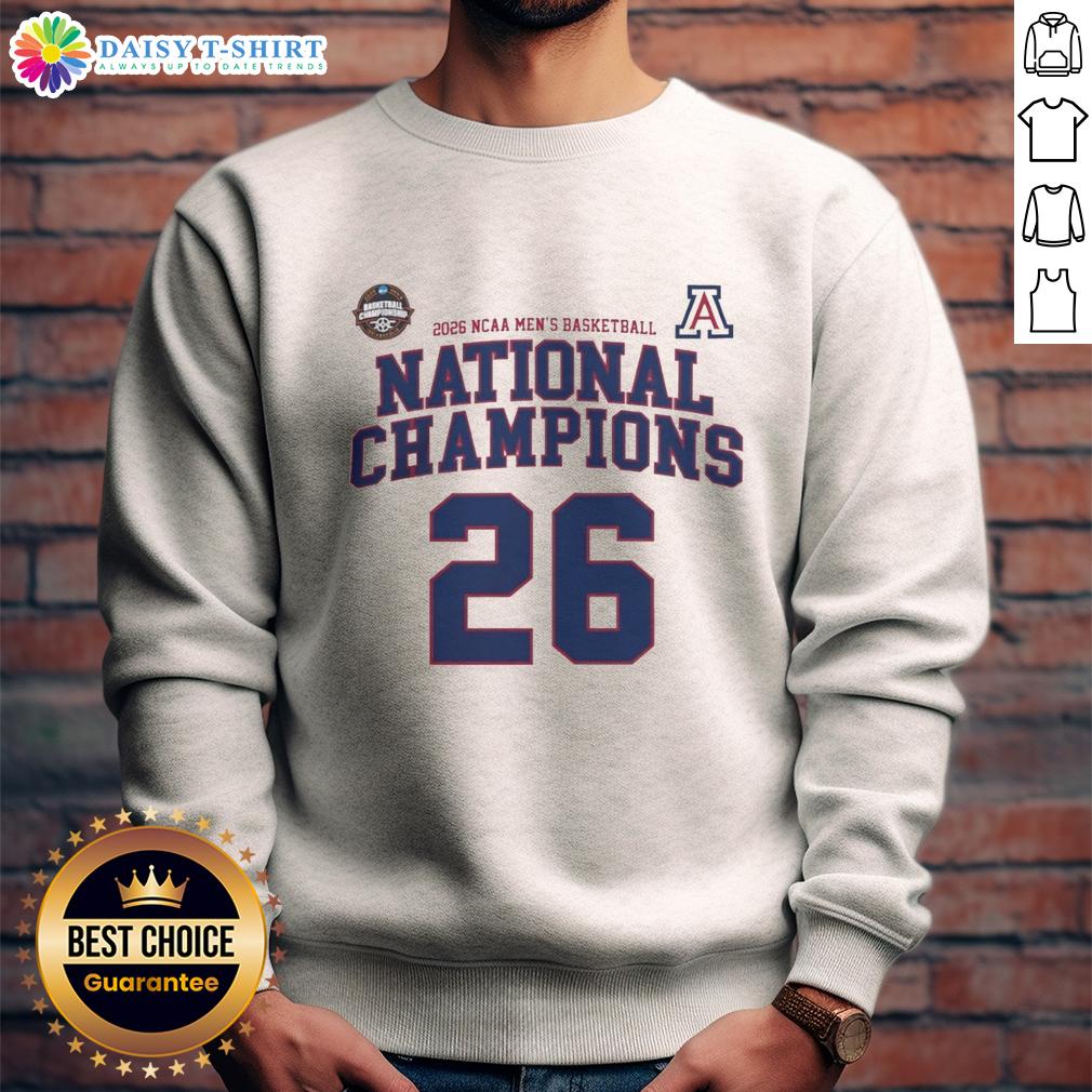 Nice Ncaa Division I Men'S Basketball Arizona 26 National Champions Sweatshirt Arizona NCAA Division I Men's Basketball National Champions sweatshirt in navy blue, showcasing team pride and championship spirit.